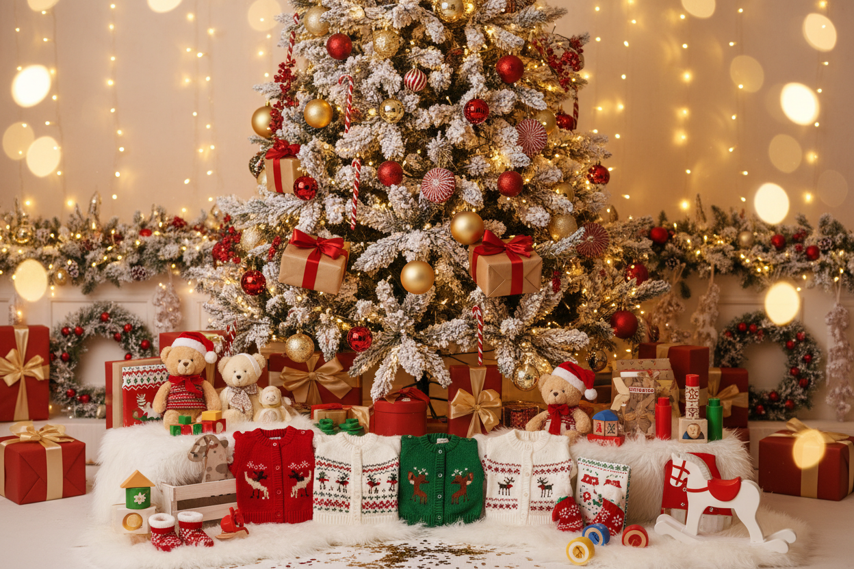 Une image avec mes articles en fond mais dans un décors de noel